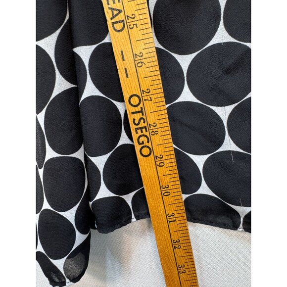 Maggie Barnes Womens Tunic Top Size 4X Black White Polka Dot Beaded Satin - Picture 12 of 16